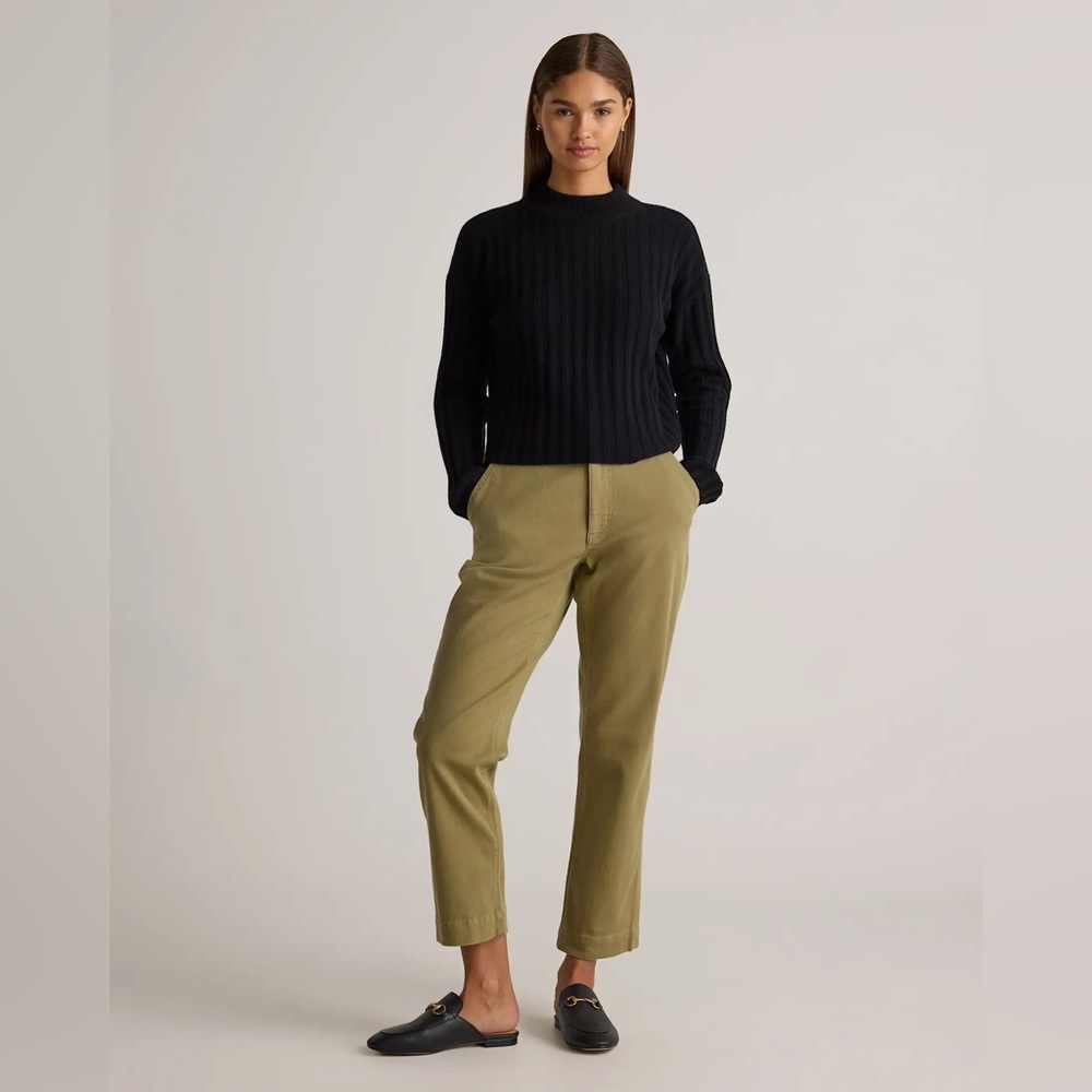 Quince Women’s Organic Stretch Cotton Twill Straight Leg Cropped Pants